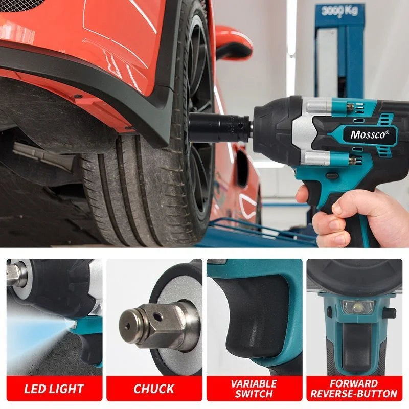 800N.M Torque Brushless Electric Impact Wrench with 588VF Battery 1/2" Cordless Wrench Power Tool For Makita 21V Battery