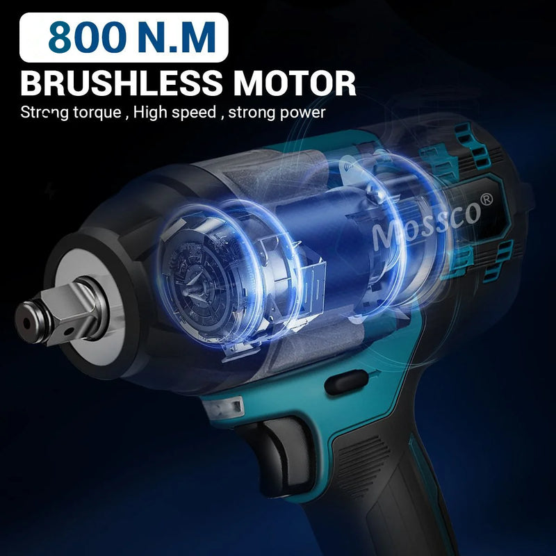 800N.M Torque Brushless Electric Impact Wrench with 588VF Battery 1/2" Cordless Wrench Power Tool For Makita 21V Battery